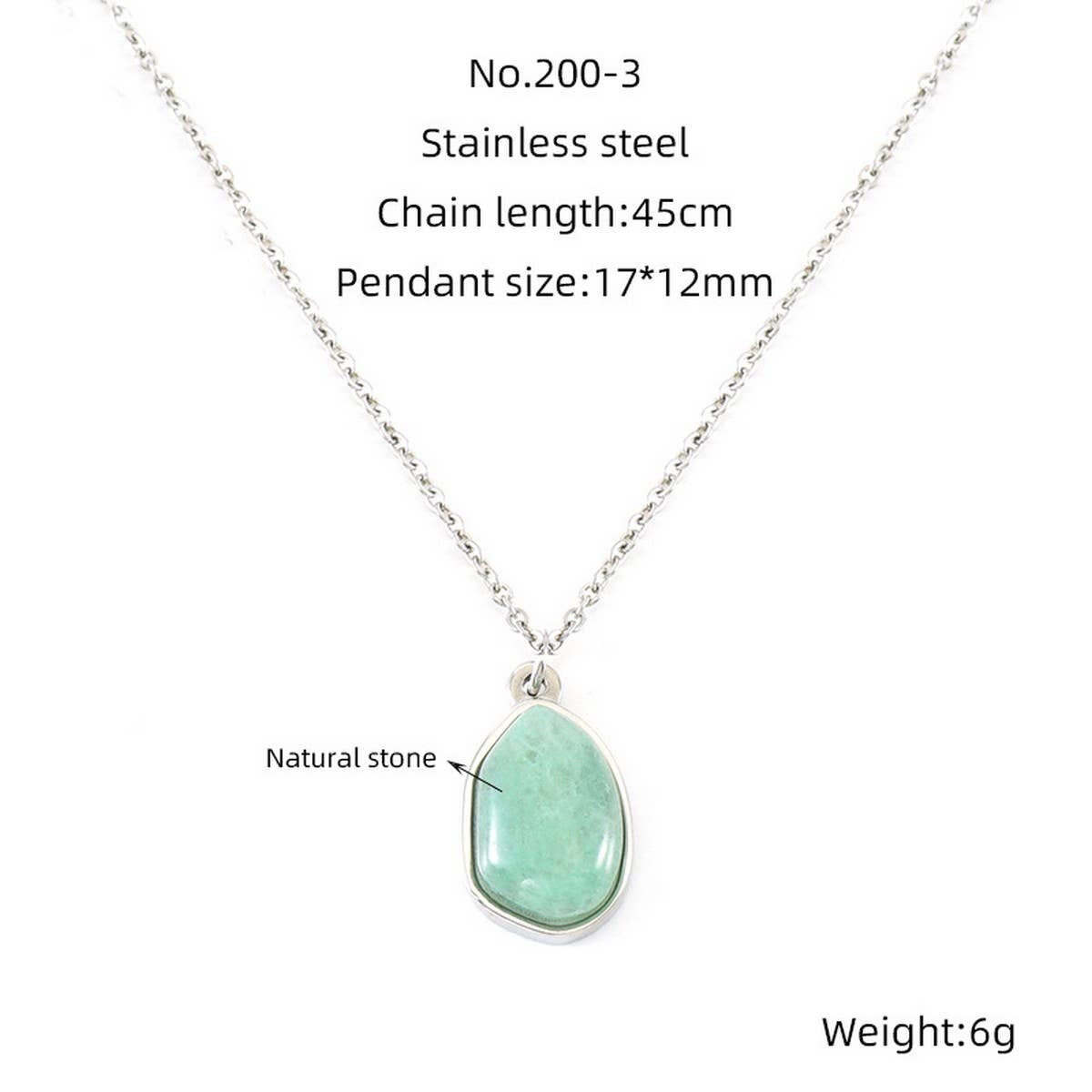 Irregular natural stone titanium steel clavicle chain