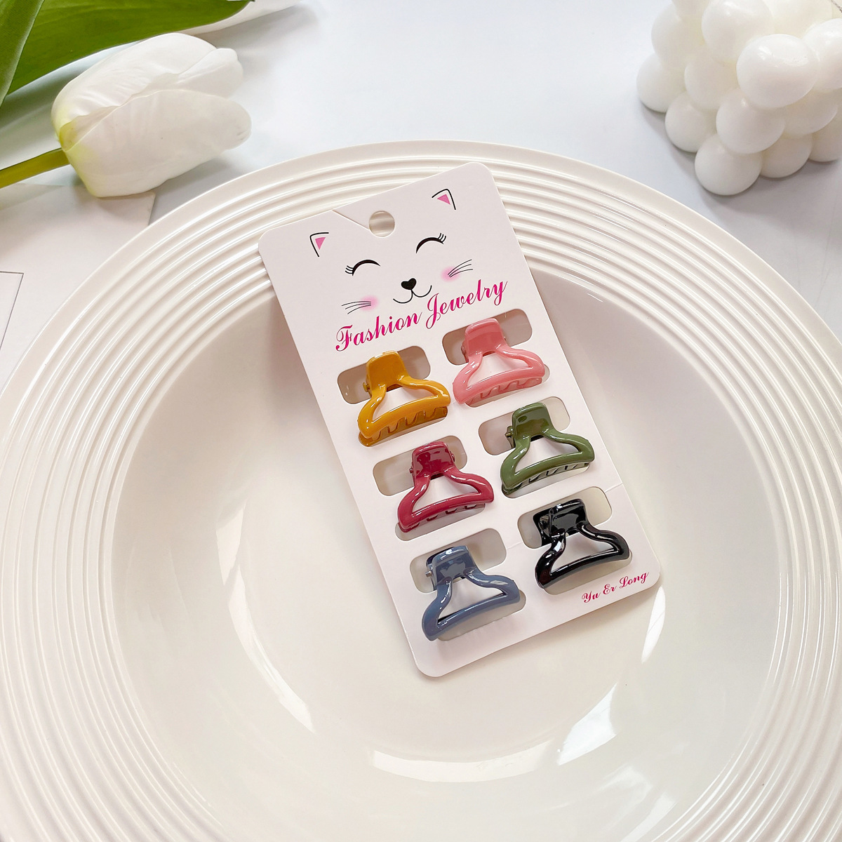 6pcs Candy Color Mini Hair Claws - Cute Bang Clips_CWAHA0727