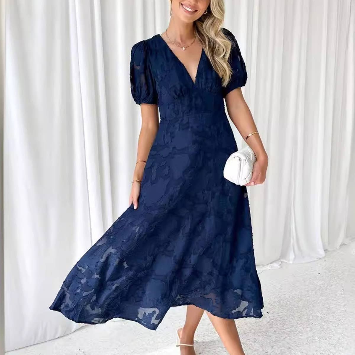 FLORAL LACE HIGH-WAISTED DRESS