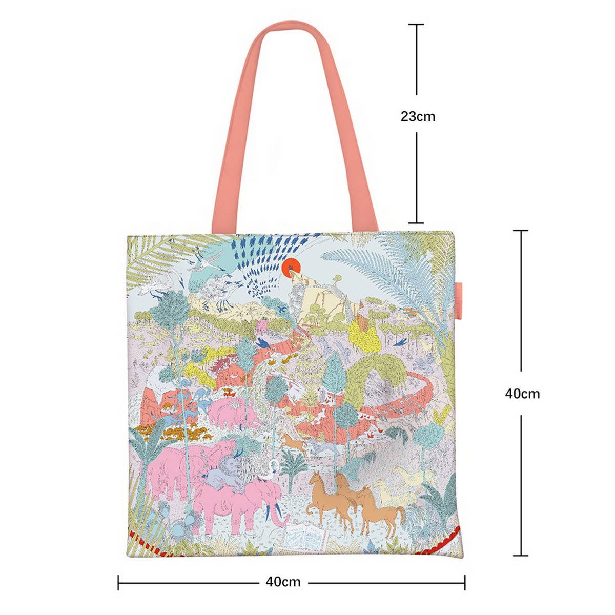 Animal Party Canvas Tote with Elephant & Lion_CWAB5133