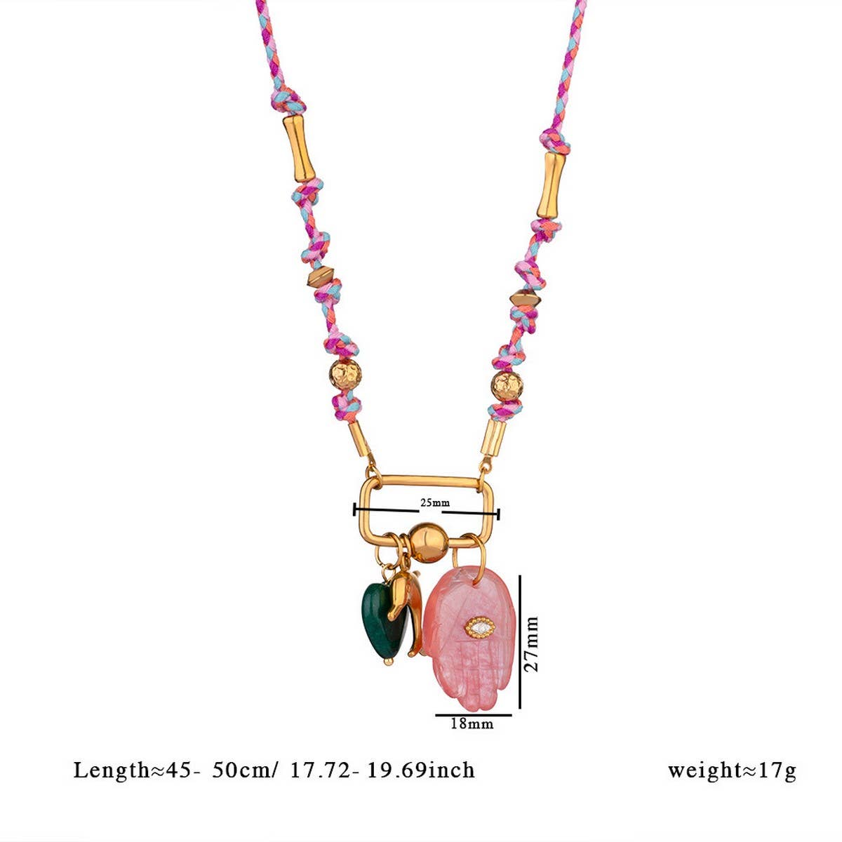 18K Eye Pendant Necklace with Natural Stone_CWMM7526