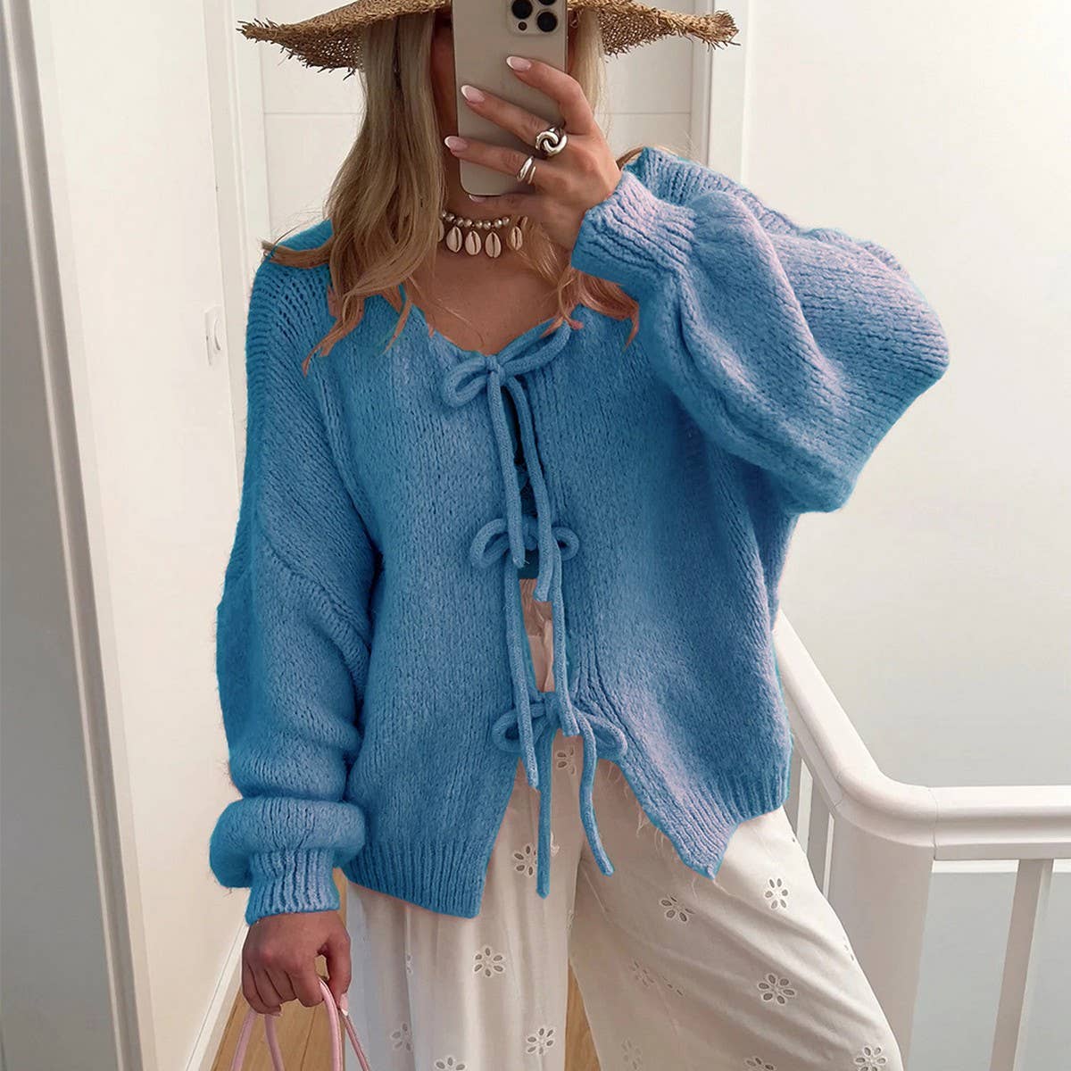 Women's Tie Front Knit Cardigan Sweater