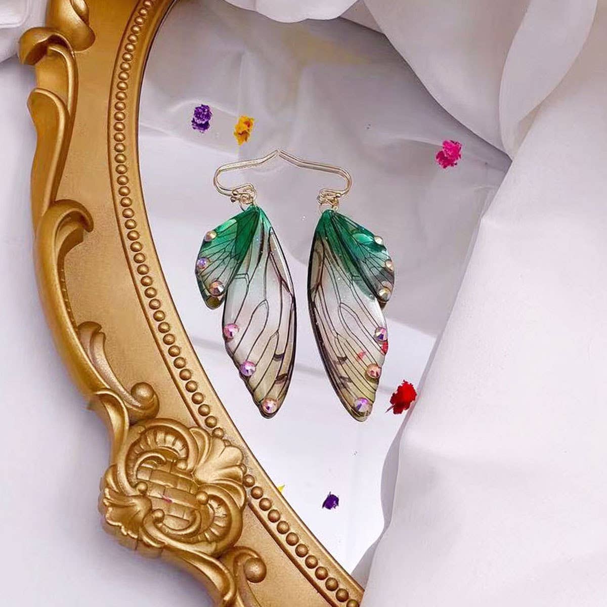 S925 Silver Cicada Wing Wing Butterfly Earrings