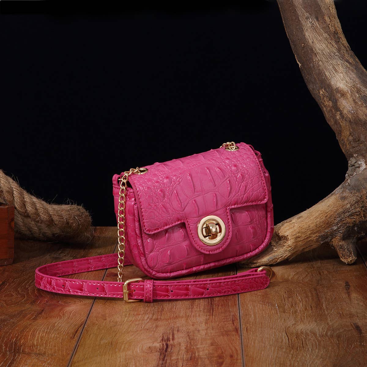 WOMEN MULTI-COLOR CROCODILE PATTERN SHOULDER BAG_CWAB2596