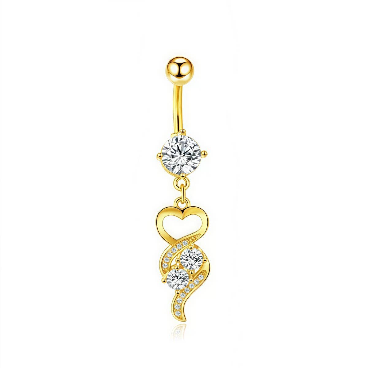 316L Steel & Brass CZ Navel Ring Piercing Jewelry_CWMM936