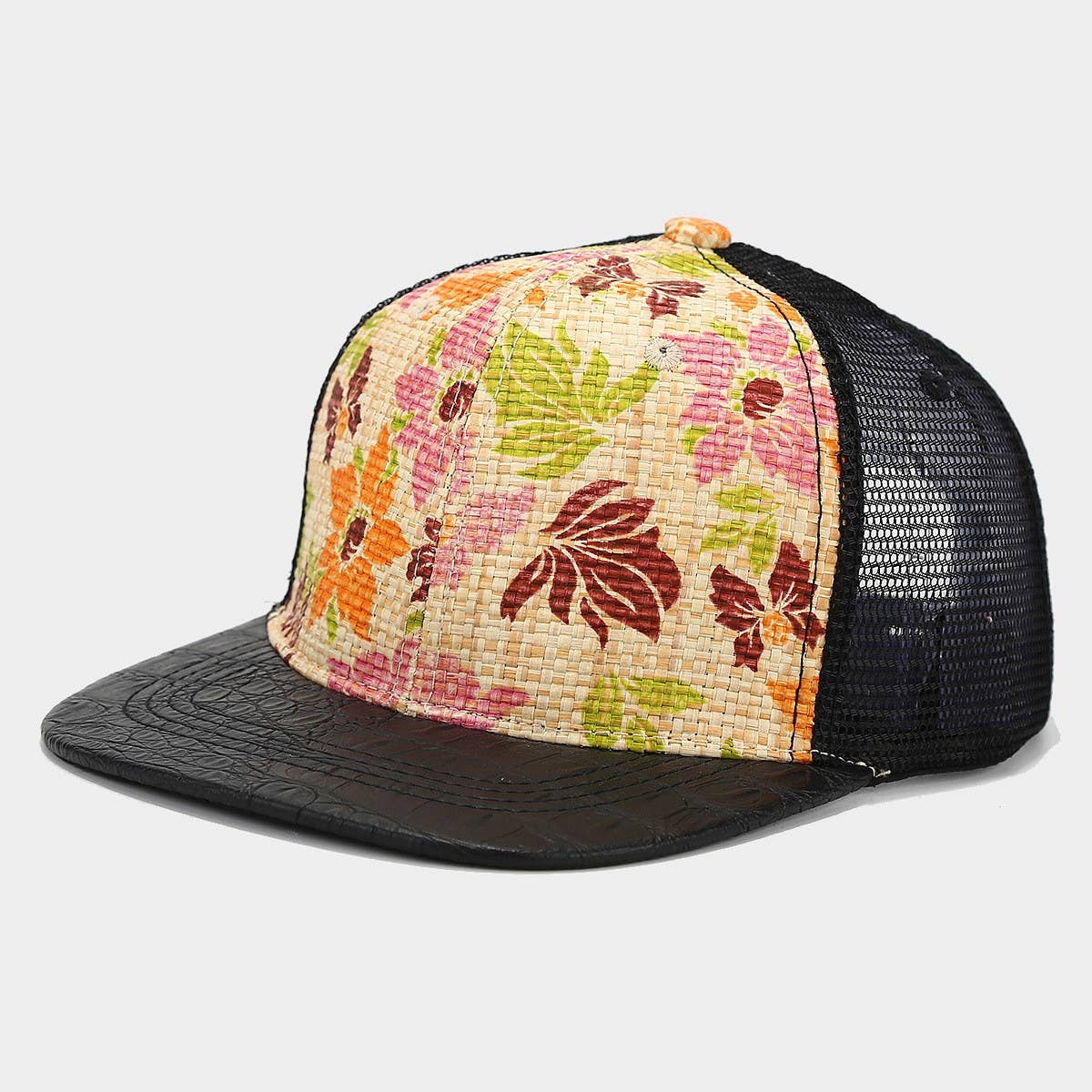 Printed Straw Mesh Baseball Cap, Summer Unisex_CWAH1628