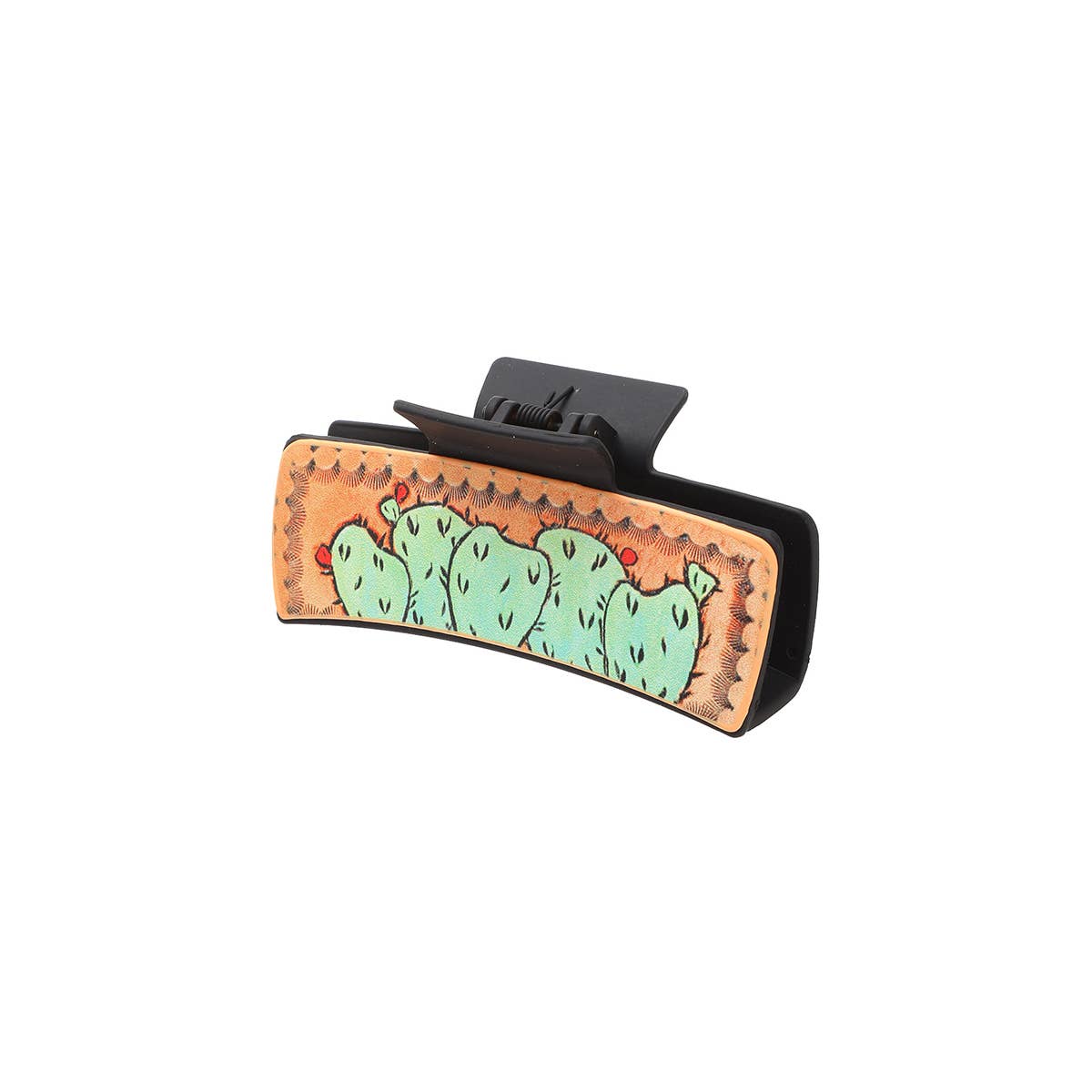 Western Cactus Bull Head Leather Hair Claw