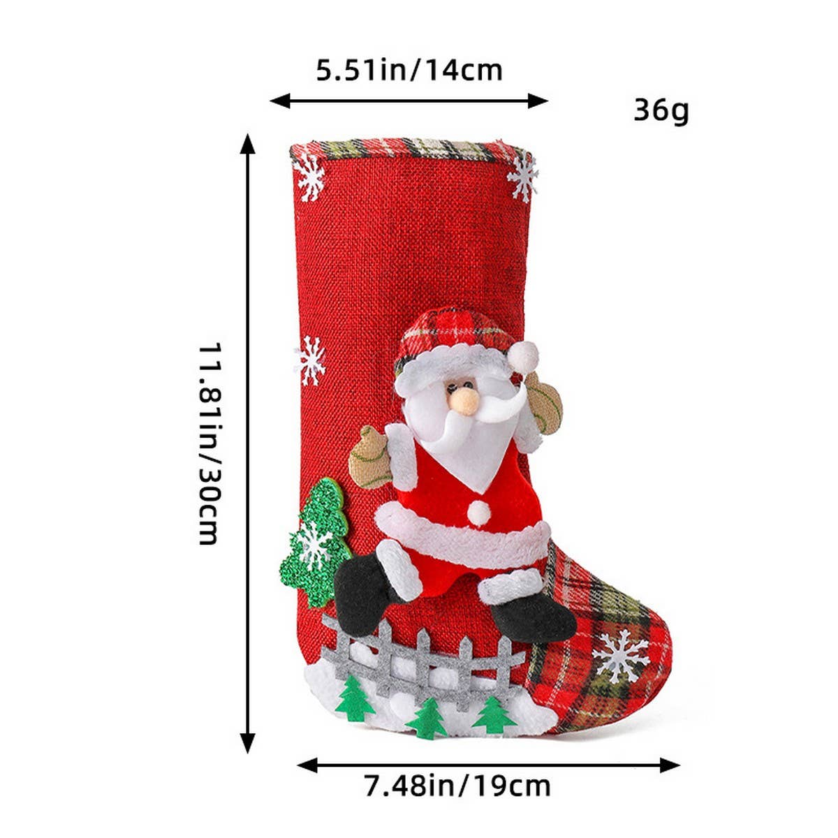 LINEN LARGE CHRISTMAS STOCKING GIFT BAG ORNAMENT