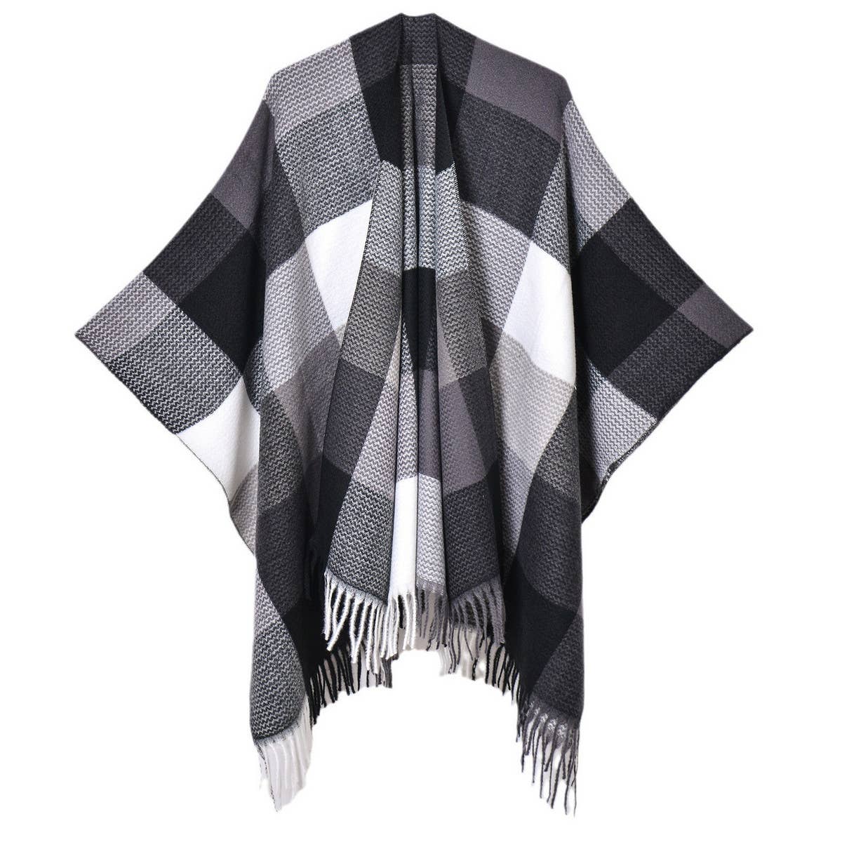 Plaid Cape ??Colorblock Winter Shawl for Travel_CWASC0960