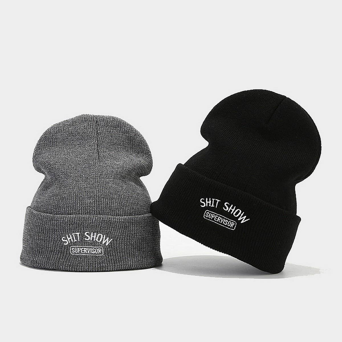 SHIT SHOW EMBROIDERED LETTER PILE HAT KNITTED HAT_CWAH2084