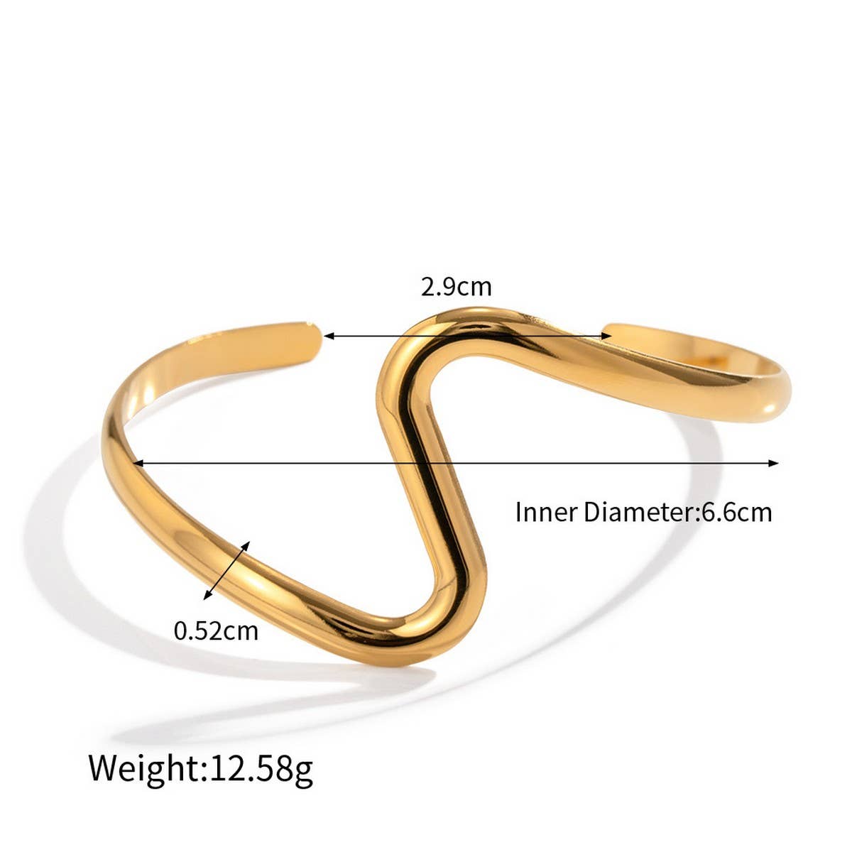 Gold Stainless Steel Pearl Open Cuff Bracelet
