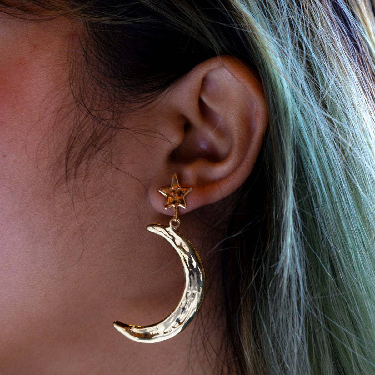 Sun, Moon, Stars, Heart Old Earrings, Retro Design