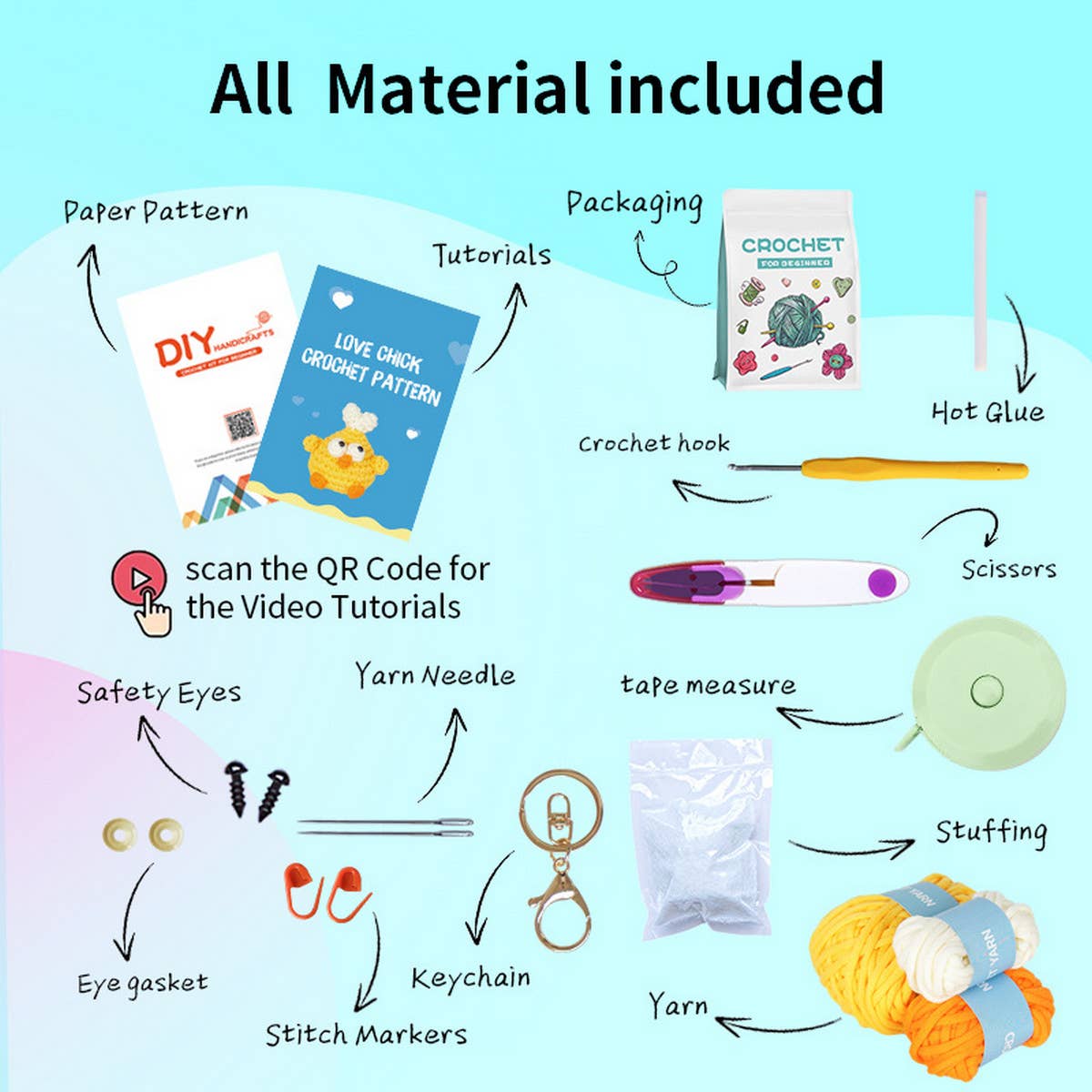 HANDMADE DIY KEYCHAIN CROCHET MATERIAL PACK