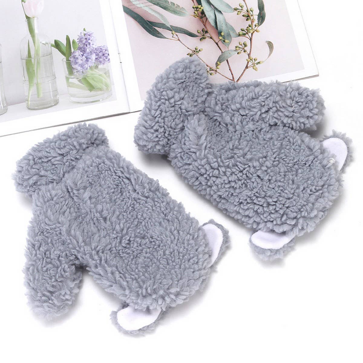 WINTER WARM PLUS VELVET THICK CUTE HALTER GLOVES_CWAG0266