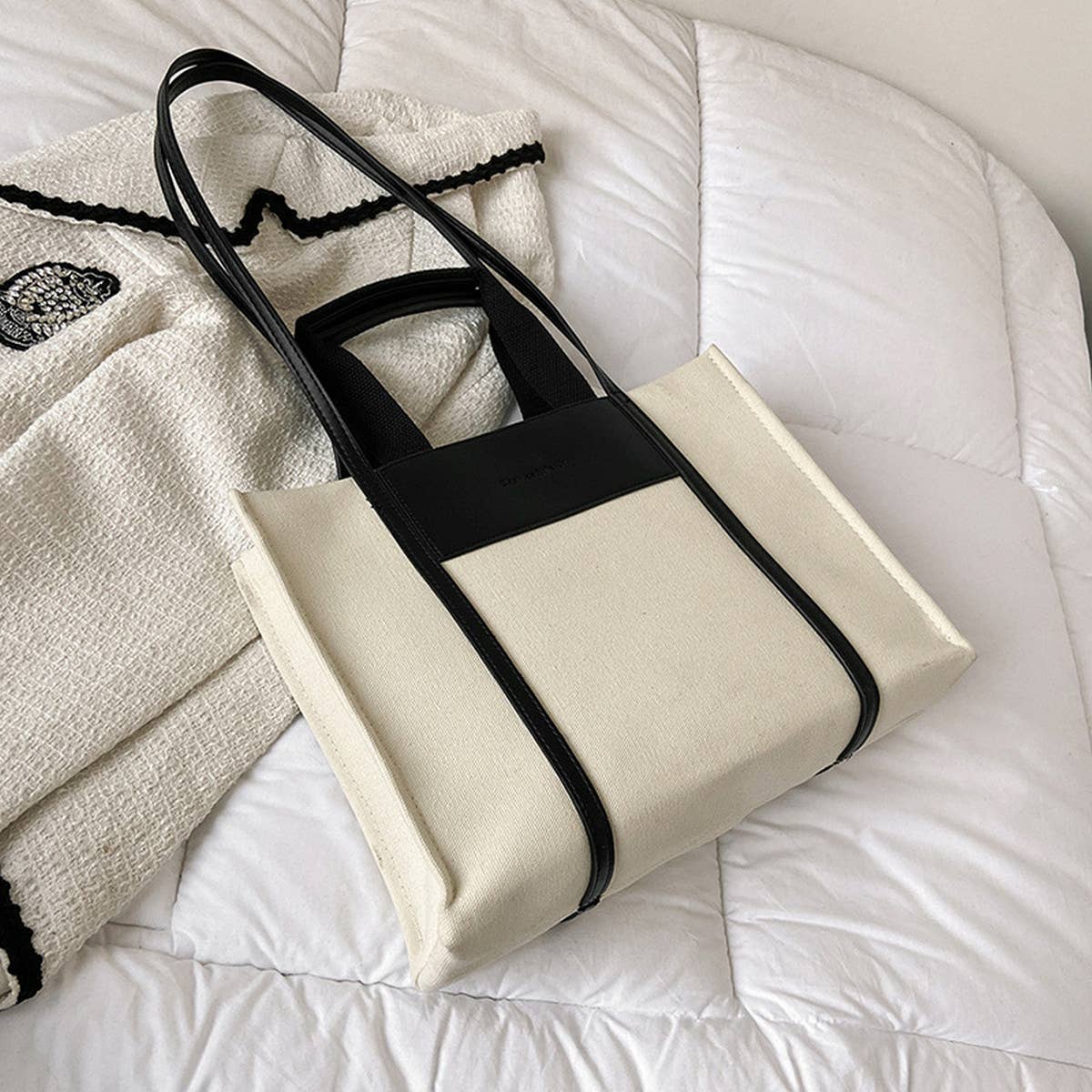 WOMEN FASHION SIMPLE CANVAS TOTE BAG_CWAB1595