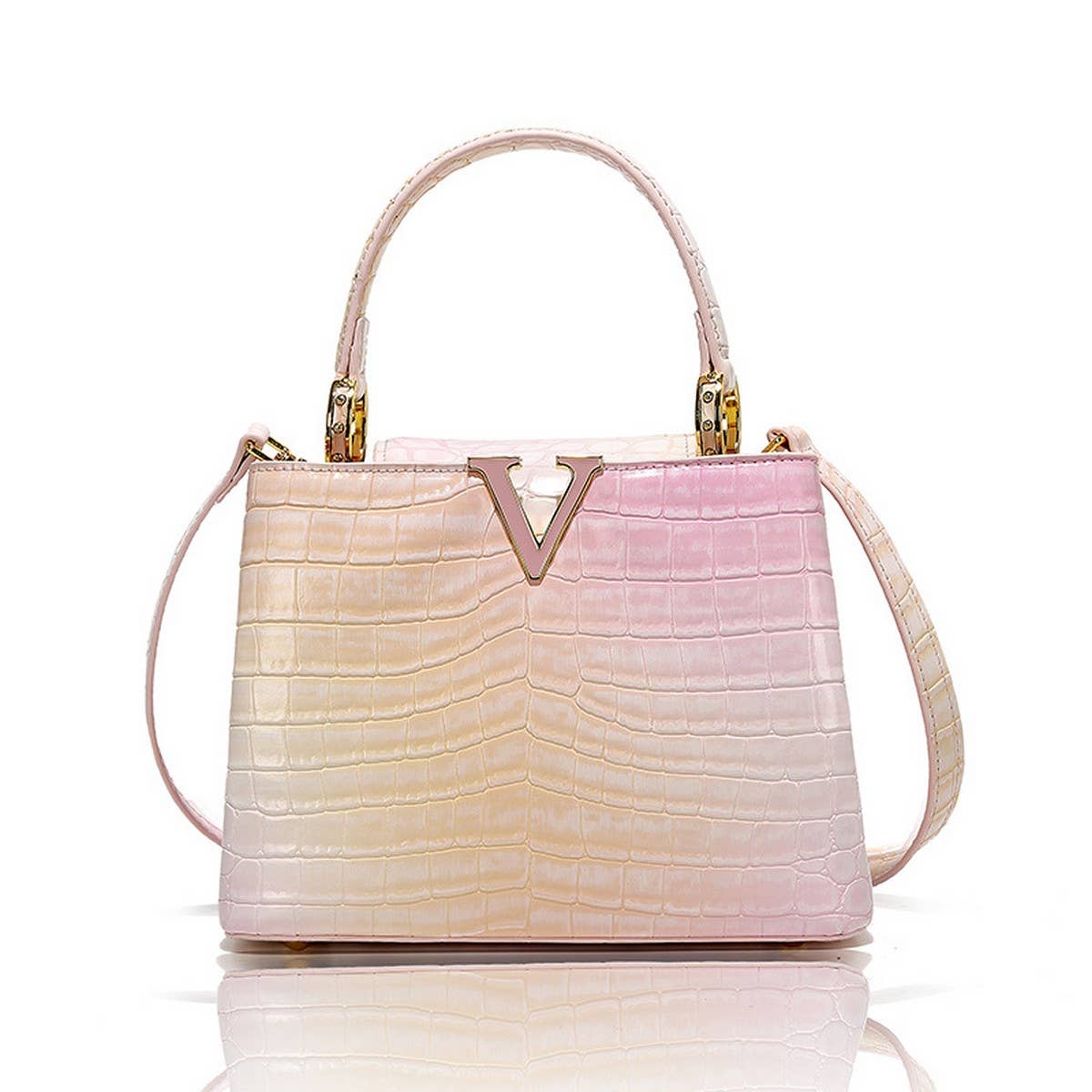CROCODILE PATTERN HIGH-END SHINY LEATHER HANDBAG_CWAB3617