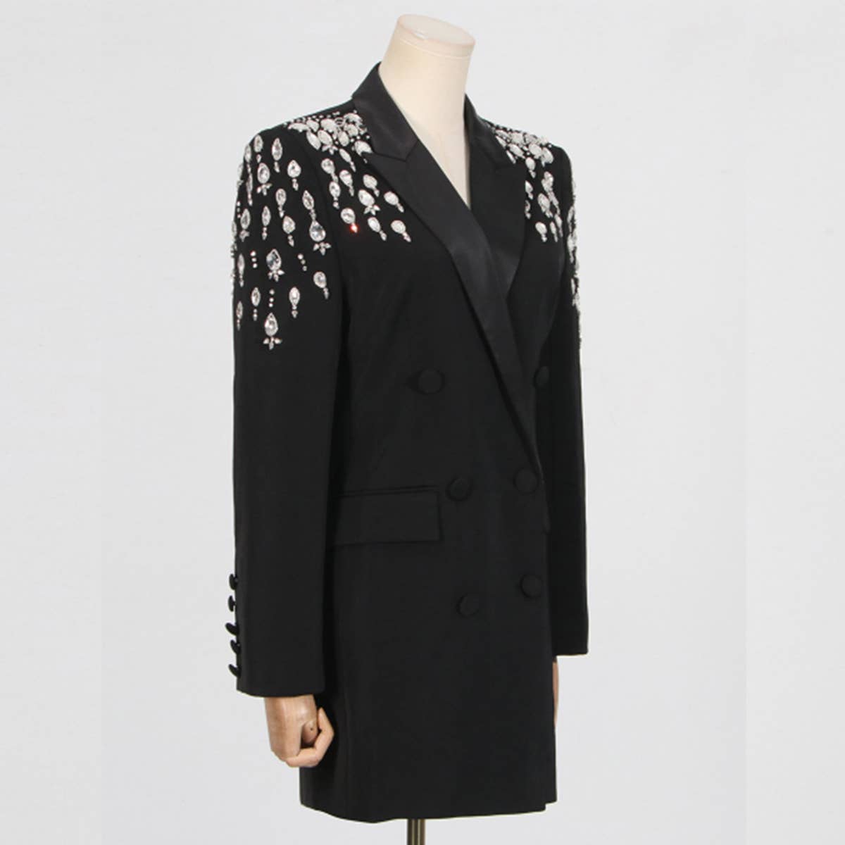 Spring Rhinestone Loose Fit Long Sleeve Blazer_CWOCO1227