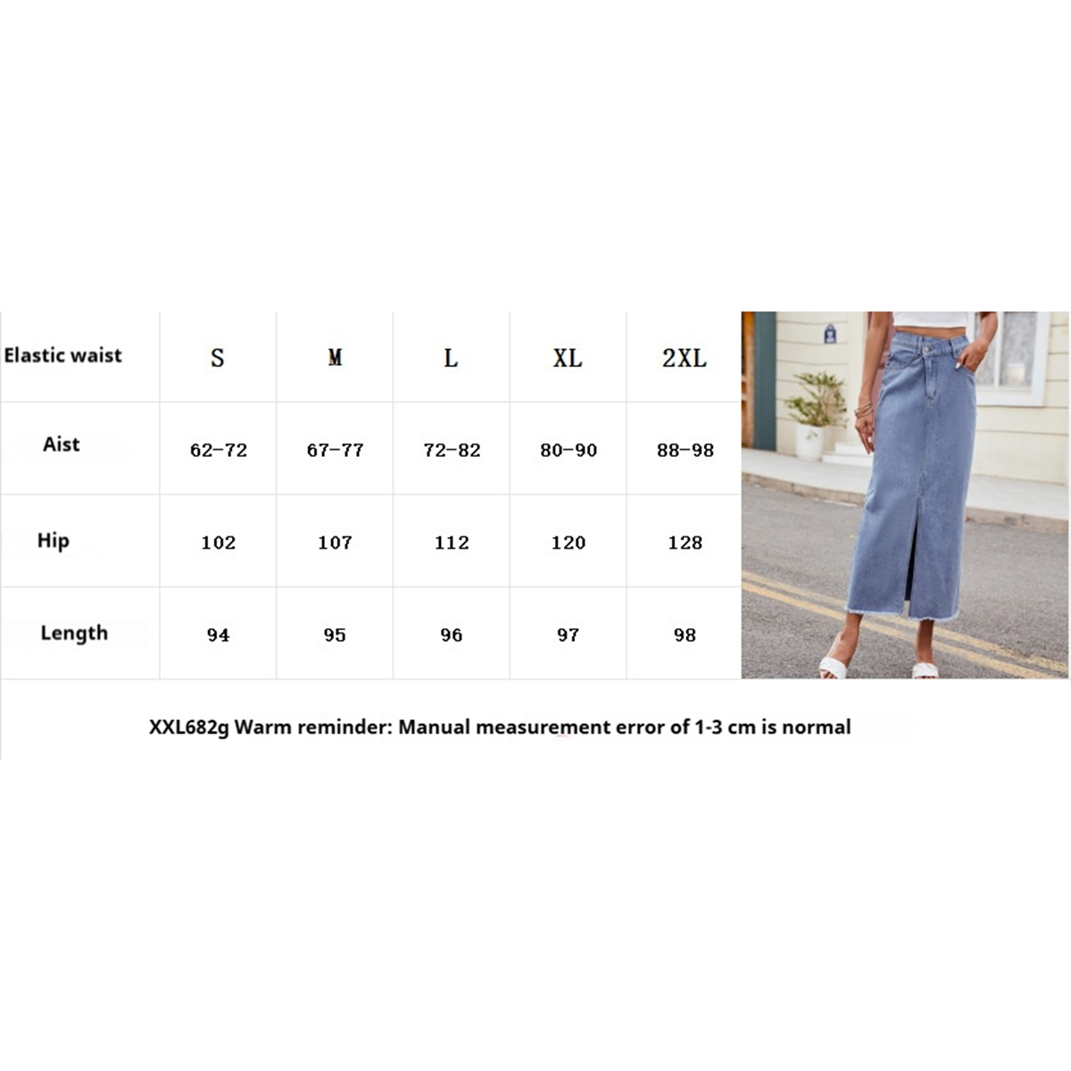 Women?™s Washed Denim Maxi Skirt Asymmetrical_CWJSK0205