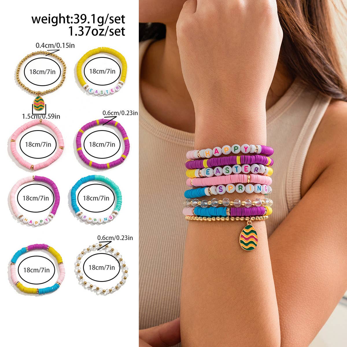 ALPHABET COLORFUL LOVE RABBIT BEADED BRACELET_CWAJE1482