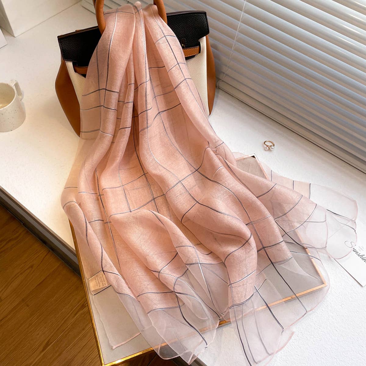 Minimal Stripe Silk Wool Scarf ? Lightweight Shawl