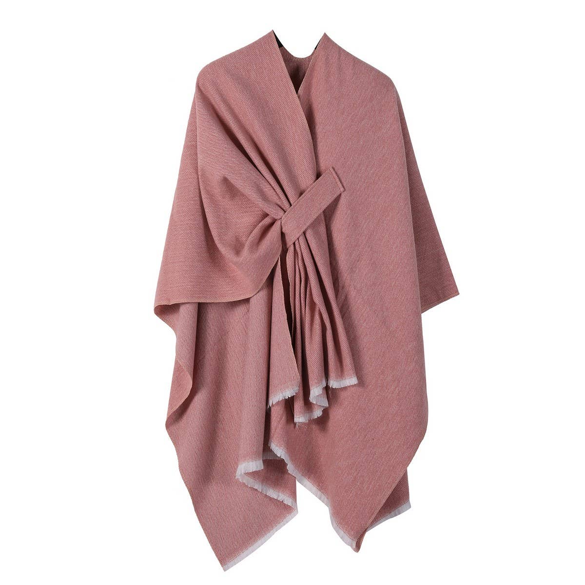 SOLID COLOR FASHIONABLE KNITTED SHAWL CAPE_CWASC2128