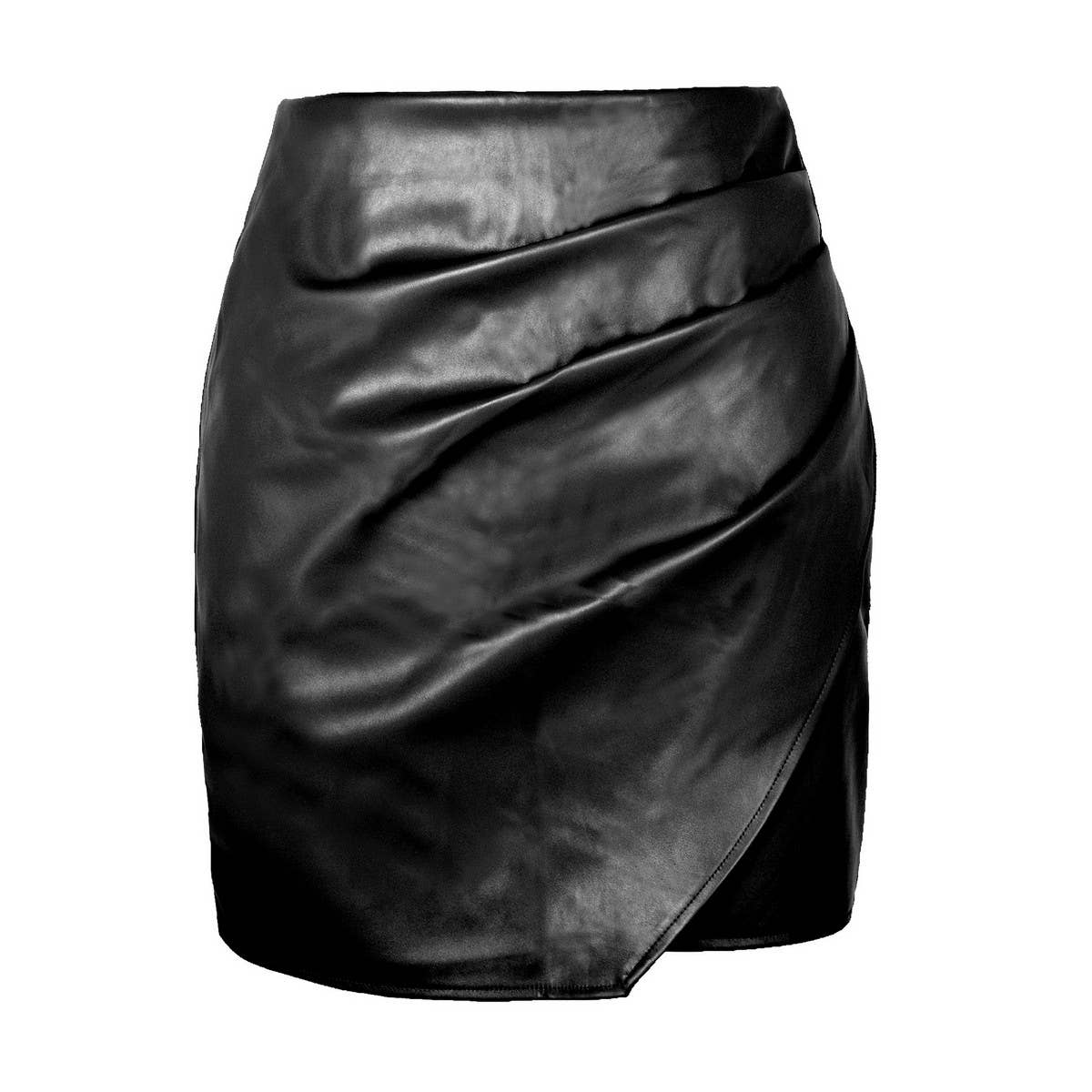 SEXY HIGH WAIST IRREGULAR PU LEATHER SKIRT