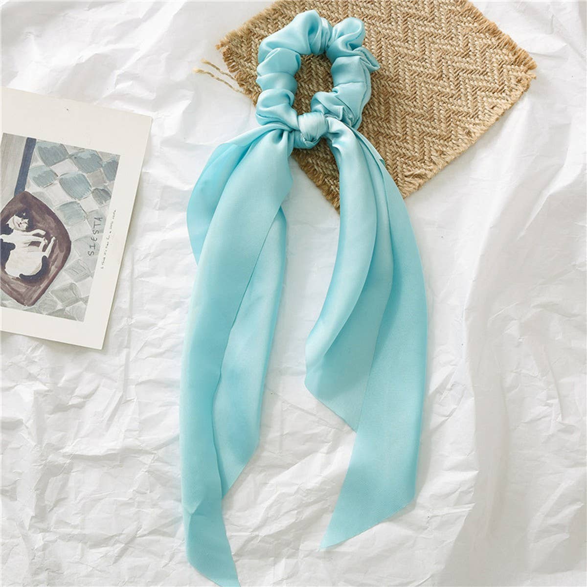 NEW SOLID COLOR KNOTTED RIBBON HAIR TIE_CWAHA0850