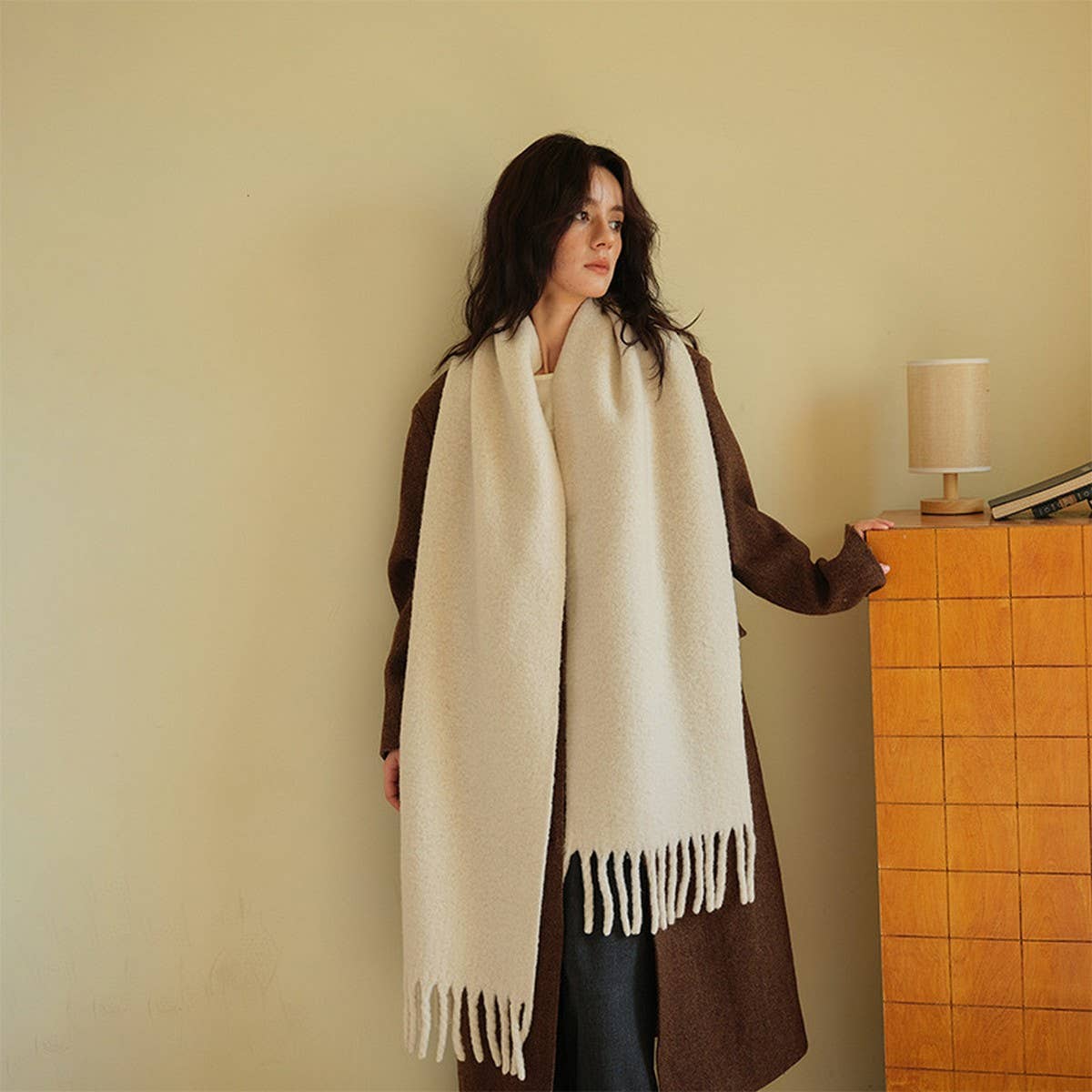 Alpaca Wool Blend Scarf ??5% Wool Soft Winter Wrap_CWASC2316