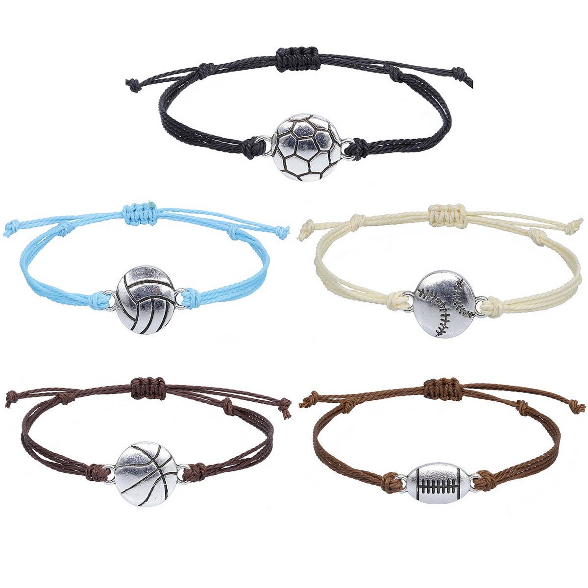 WATERPROOF WAX THREAD WOVEN FOOTBALL BRACELET