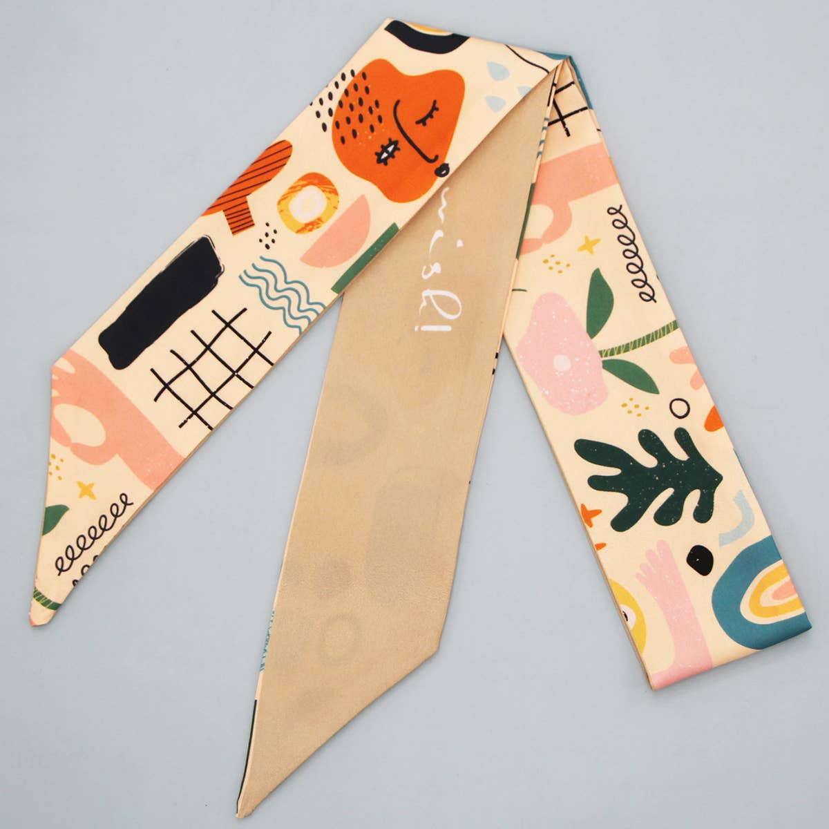Floral Letter Skinny Twilly Scarf for Hair & Bags
