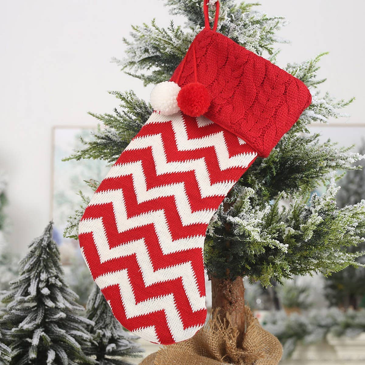 CHRISTMAS DECORATIONS WITH VARIOUS CHRISTMAS SOCKS