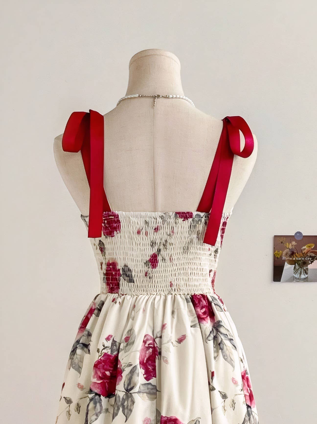 Floral print elegant cinched waist halter dress
