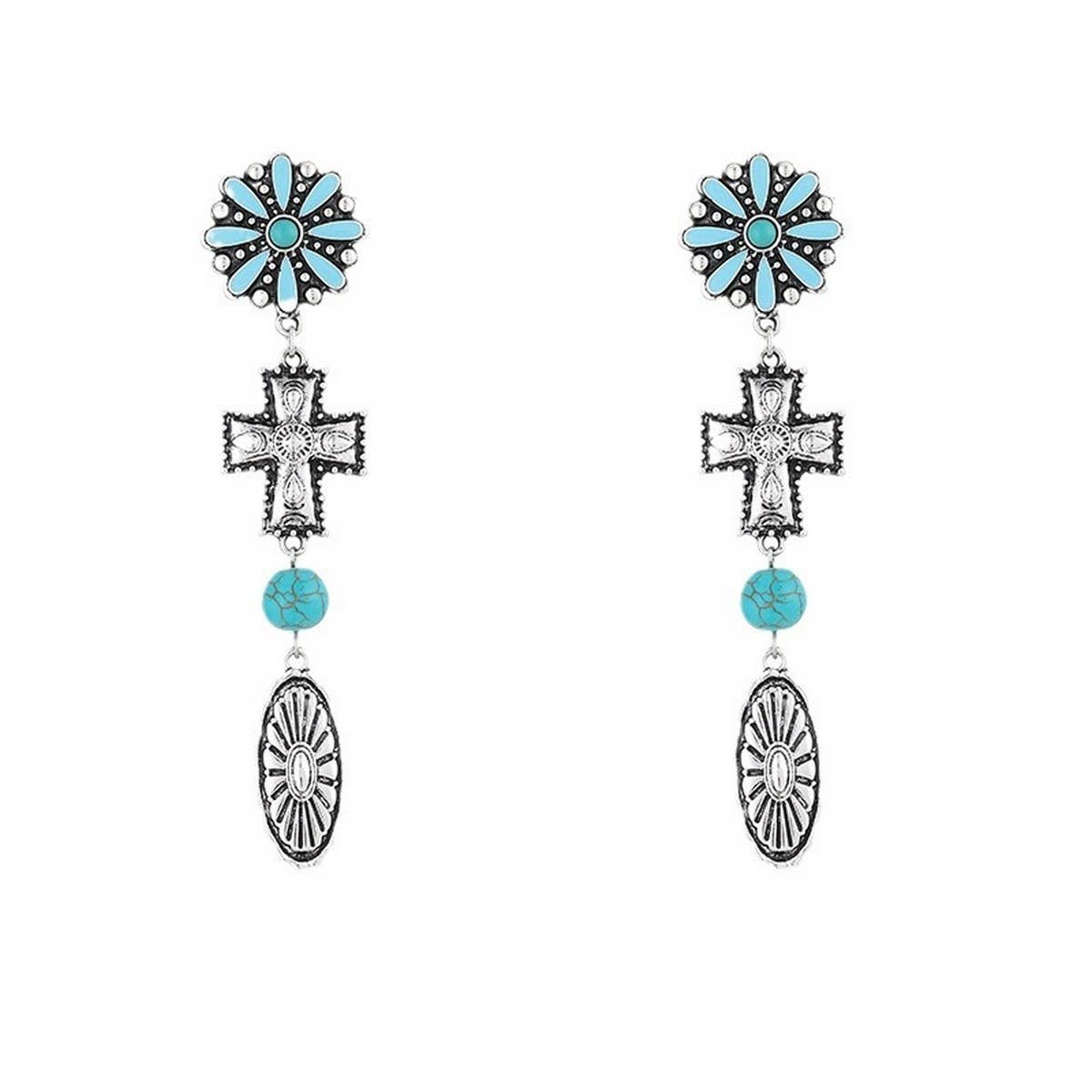 CAMEO VINTAGE CROSS DAISY PENDANT NECKLACE SET_CWAJE2910