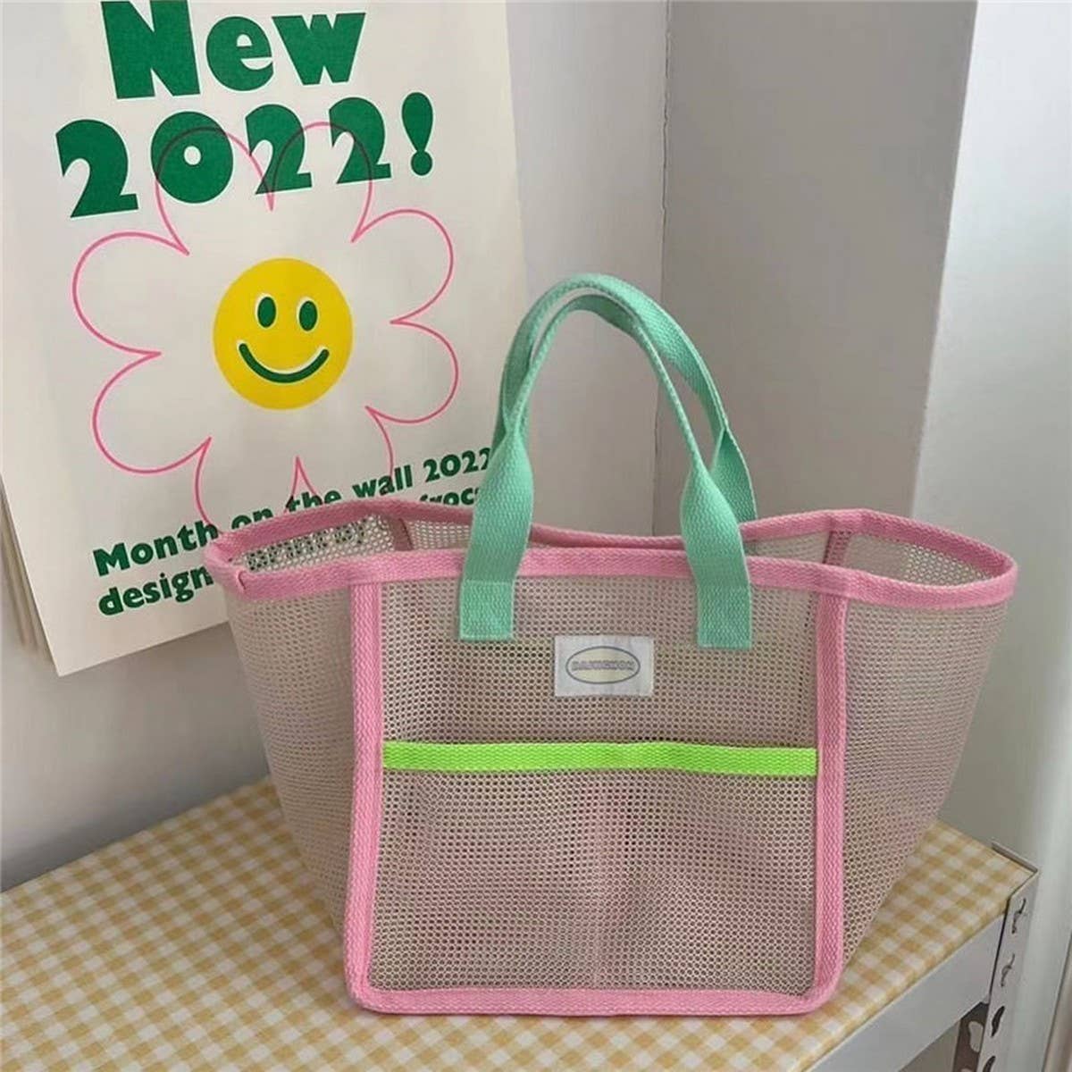 PORTABLE MESH BEACH BAG TRAVEL STORAGE BAG_CWAB1926