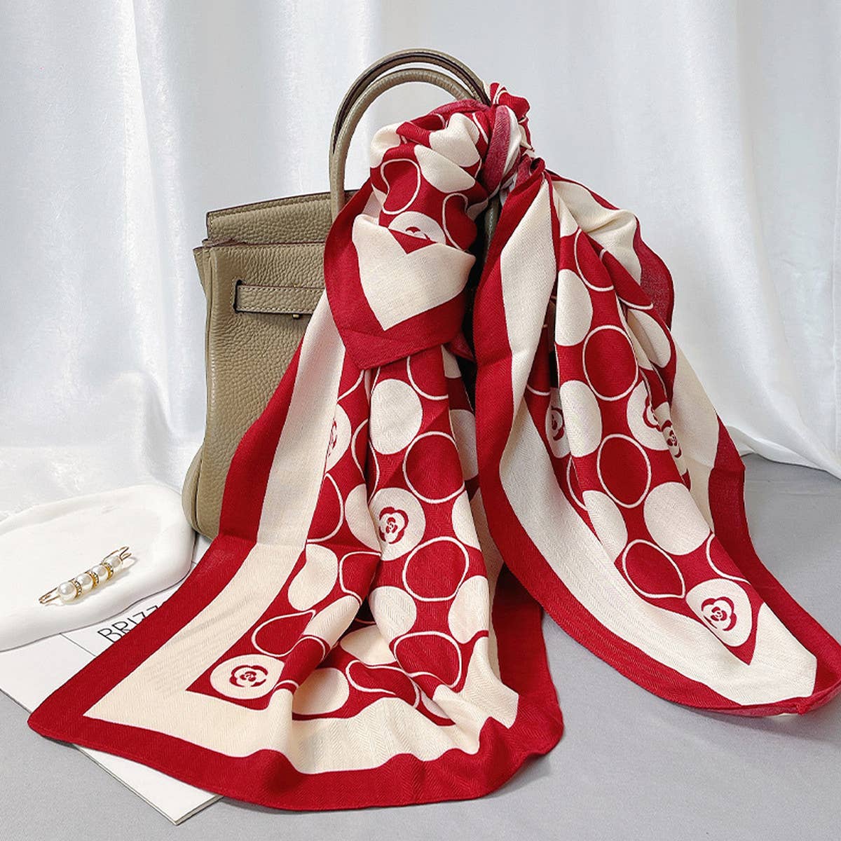 Herringbone Velvet Scarf ? 90cm Soft Winter Wrap