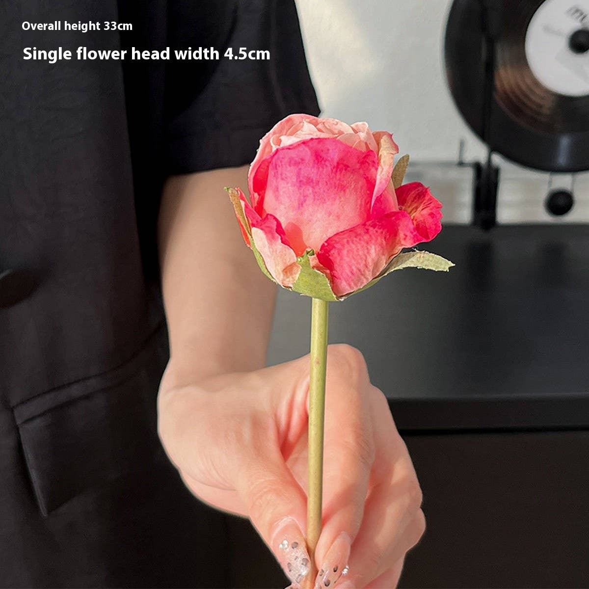 Burnt Edge Angora Red Rose Bouquet for Decoration_CWMM6574