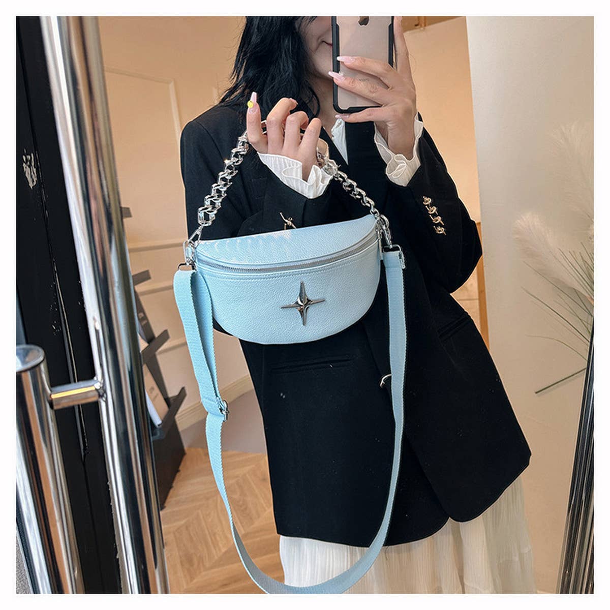 BELT BAG , CROSSBODY BAG SUMMER WITH CHUNKY CHAIN_CWAB2067