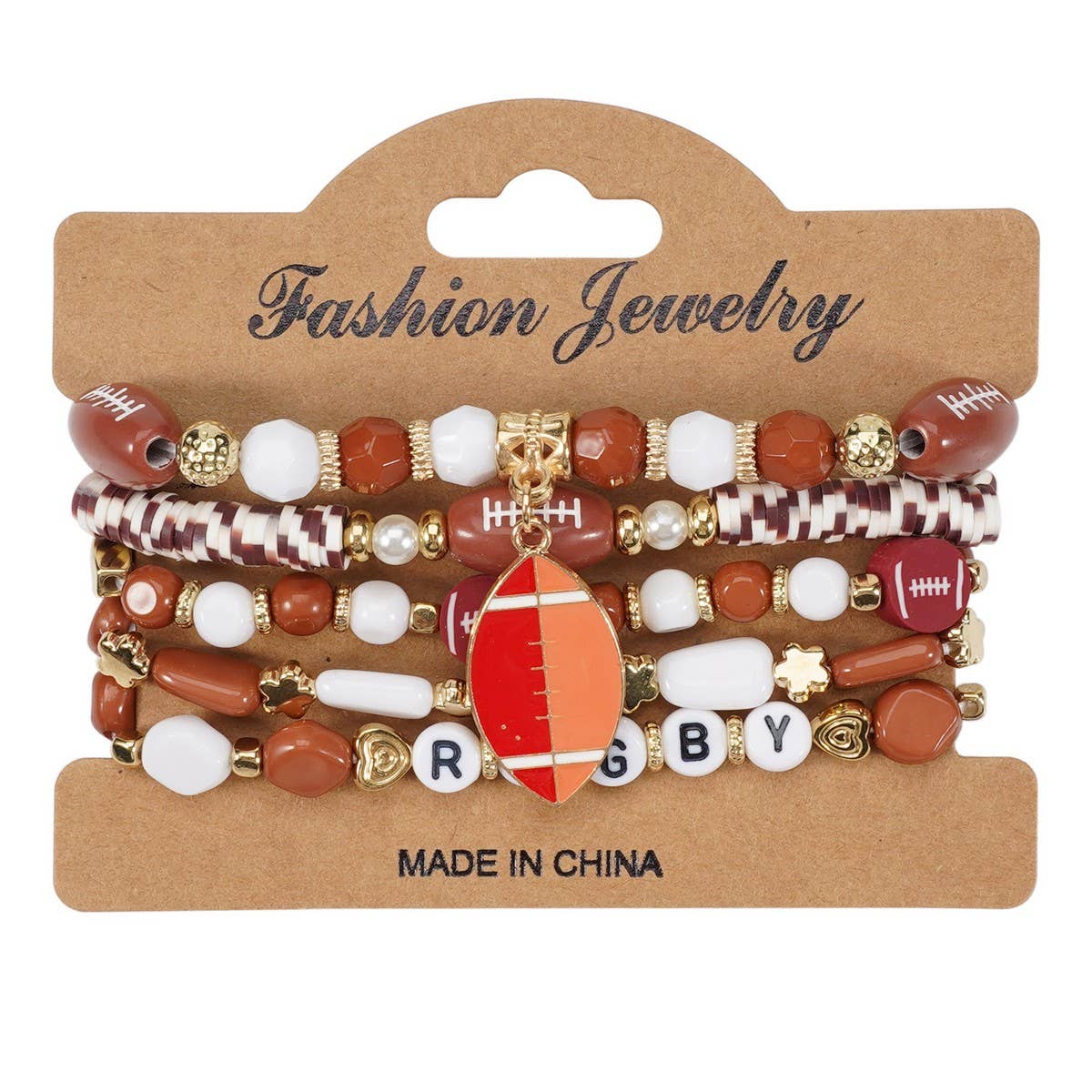 CWMM10459_FOOTBALL MOM GAME DAY BEADED ELASTIC BRACELET