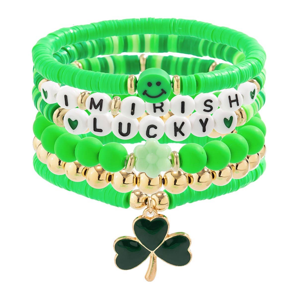 MULTI-LEAF CLOVER LETTER SIMPLE BEADED BRACELET