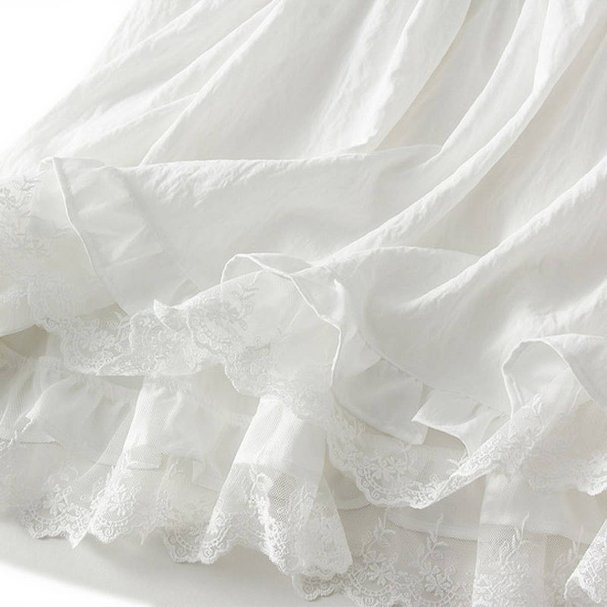 LACE HEM MIDI SKIRT A-LINE SKIRT