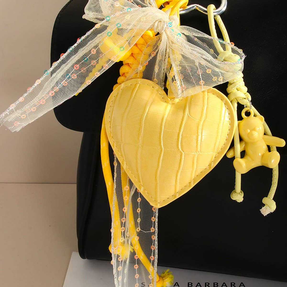 Cute PU Heart Bear Keychain Bag Charm
