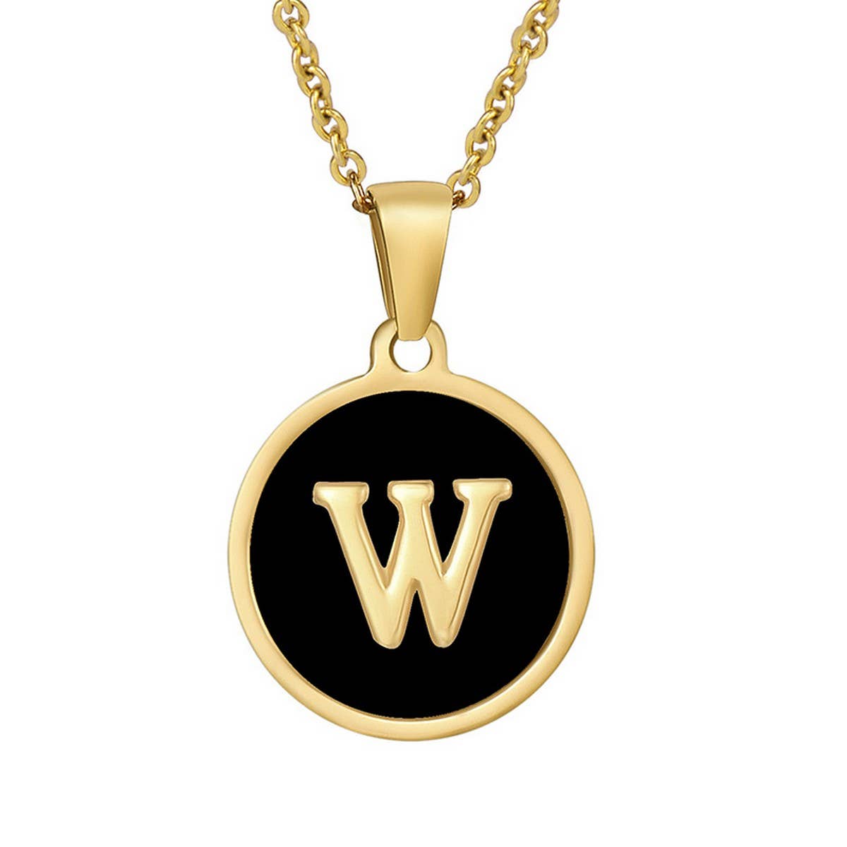 CIRCULAR SHELL ENGLISH LETTER PENDANT NECKLACE