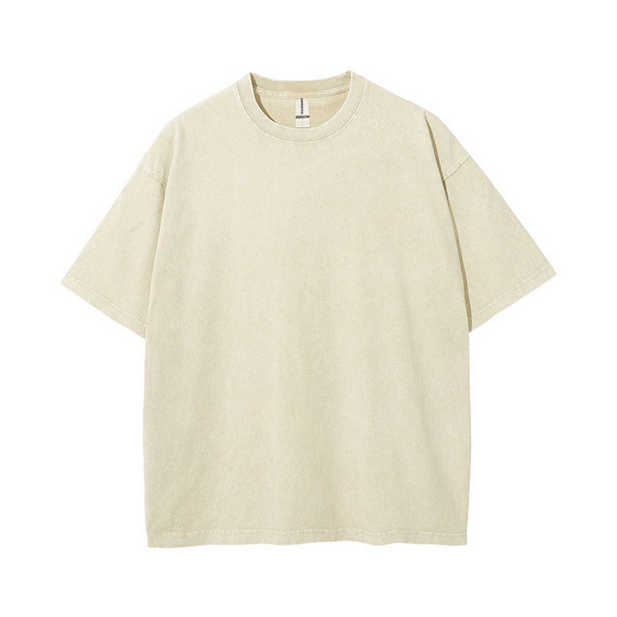250g Vintage Washed Wax-Dyed Cotton T-Shirt – Custom Logo