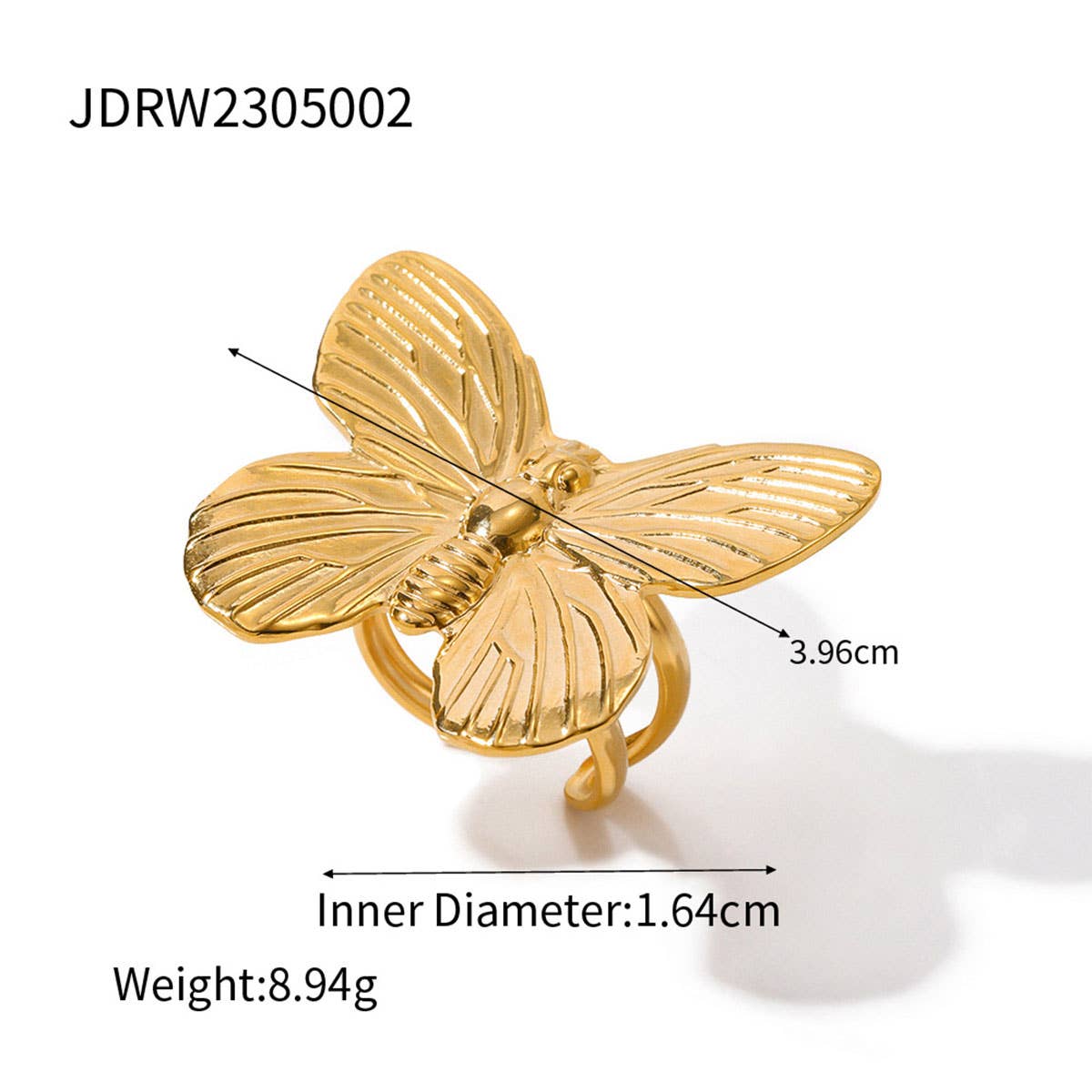 VINTAGE BUTTERFLY NECKLACE EARRINGS RING SET