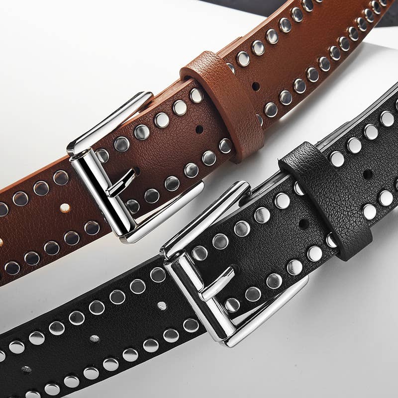 PUNK STYLE RIVET PIN BUCKLE PU BELT