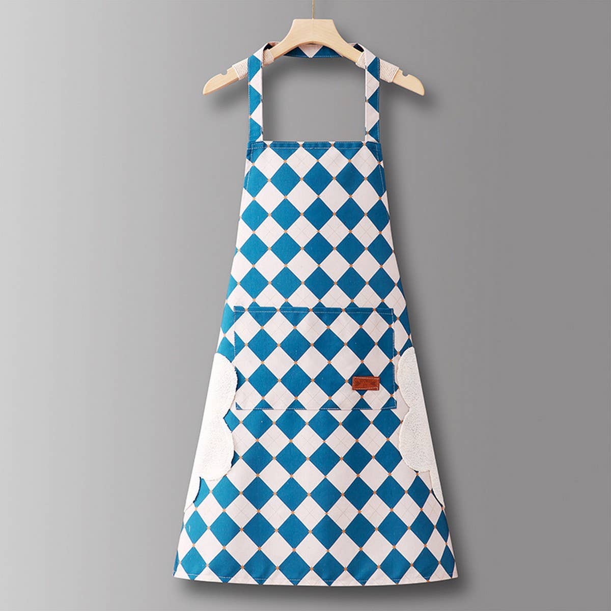 Checkered Cotton Long Sleeve Kitchen Work Apron _CWMM6693