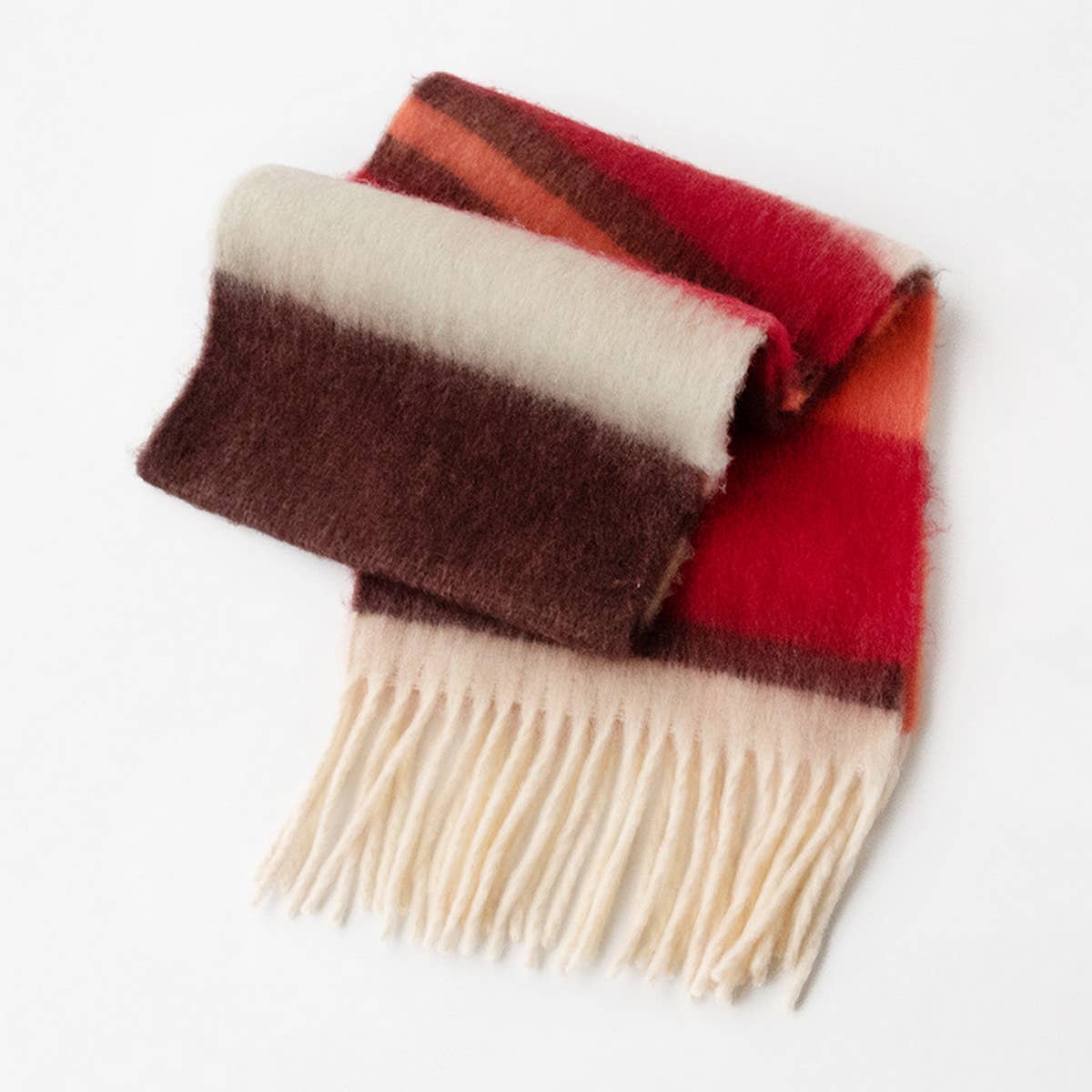 Dopamine Rainbow Scarf - Fuzzy Plaid Winter Wrap