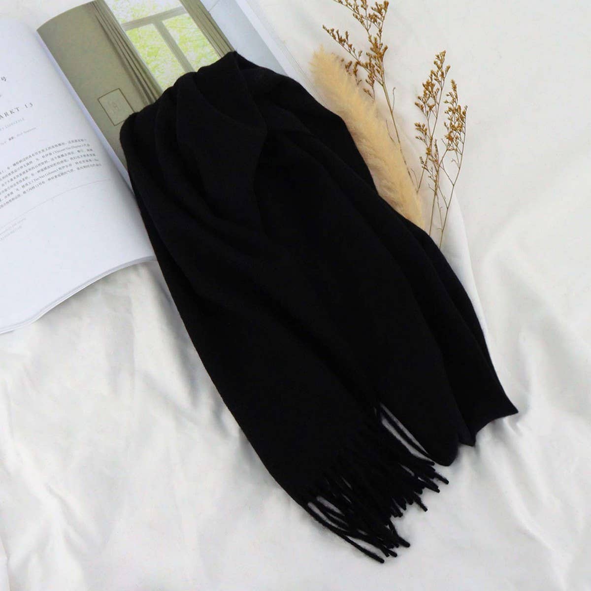 100% Wool Solid Scarf – Elegant Unisex Spring Wrap_CWASC1093