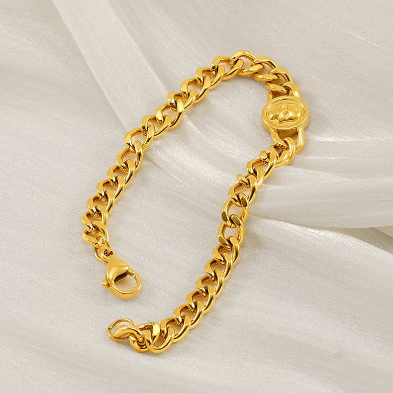 18K titanium steel bracelet Cuban chain anchor hand