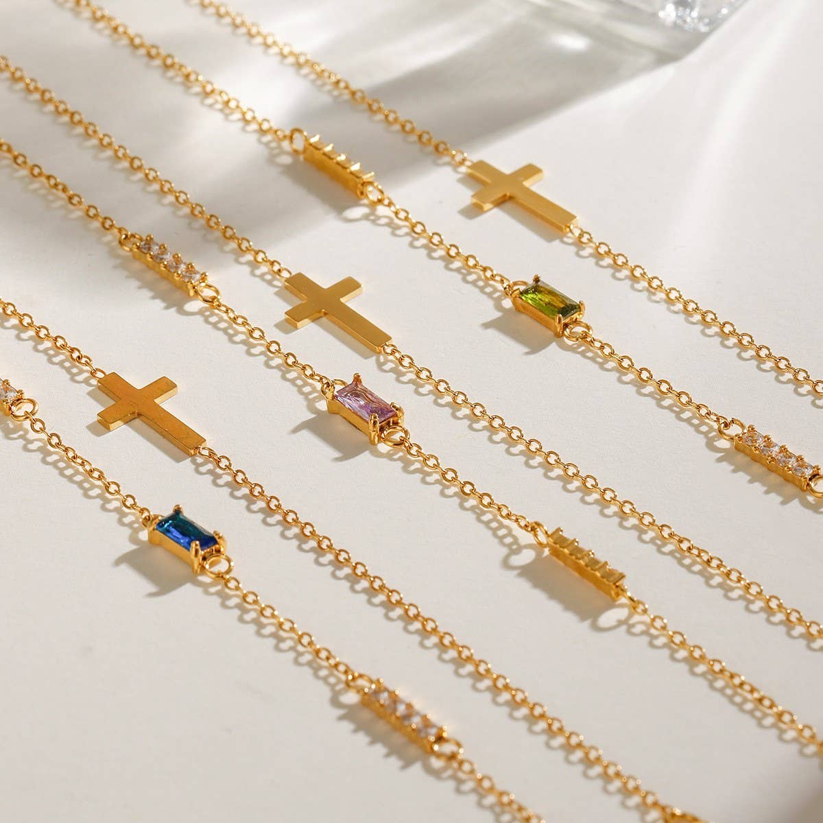 Titanium Double Layer Zodiac & Cross Bracelet